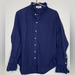 Alex Mill top cotton long sleeve navy sz XL button dow “Wash and go”